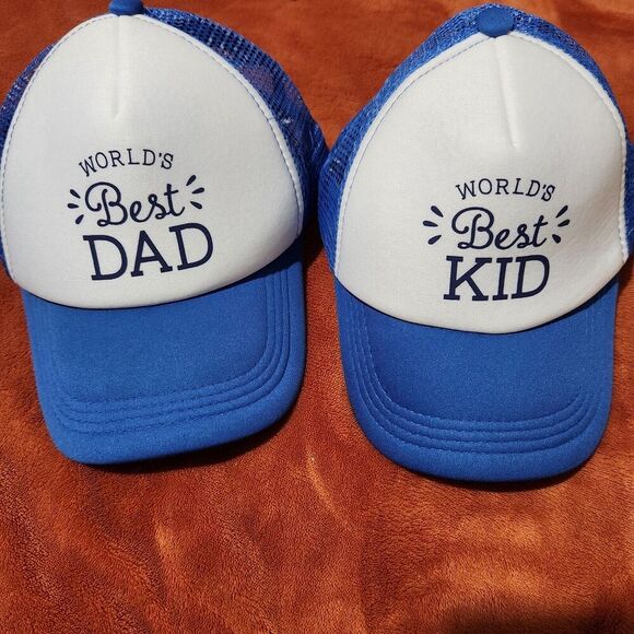 Hat For Mens Best Dad Best Kid Blue Color Adjustable Strap Bundle 2pcs      B10 - Picture 9 of 9
